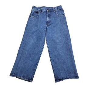 VINTAGE SOLO Authentic Denim Jeans Blue Wash Men's Size‎ 34 Made in USA Wide Leg